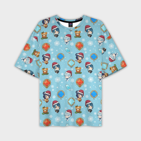 Мужская футболка OVERSIZE 3D с принтом Genshin Impact Pattern в Курске,  |  | 2022 год | genshin impact | happy new year | каникулы | новый год | новый год 2022 | оливье | праздник | рождество | снег | снежинки