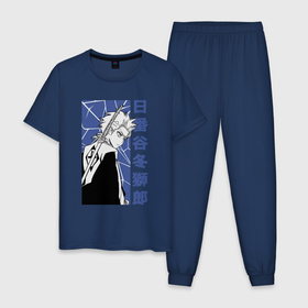 Мужская пижама хлопок с принтом Ледяной Тоширо в Санкт-Петербурге, 100% хлопок | брюки и футболка прямого кроя, без карманов, на брюках мягкая резинка на поясе и по низу штанин
 | Тематика изображения на принте: bleach | toshiro | блич | тосиро | тоширо хицугая