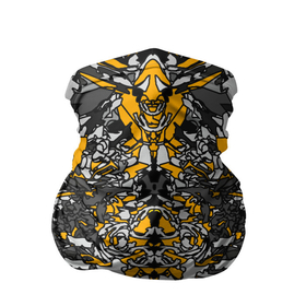 Бандана-труба 3D с принтом Жёлтый каменный дракон в Кировске, 100% полиэстер, ткань с особыми свойствами — Activecool | плотность 150‒180 г/м2; хорошо тянется, но сохраняет форму | абстракция | динамика | жолтый | камень | серый | симметрия | узоры