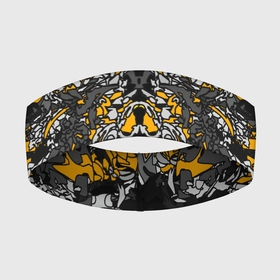 Повязка на голову 3D с принтом Жёлтый каменный дракон в Санкт-Петербурге,  |  | абстракция | динамика | жолтый | камень | серый | симметрия | узоры