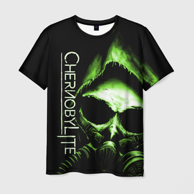 Мужская футболка 3D с принтом Chernobylite, Чёрный сталкер в Санкт-Петербурге, 100% полиэфир | прямой крой, круглый вырез горловины, длина до линии бедер | Тематика изображения на принте: chernobylite | зона отчуждения | игры | сталкер | чаэс | чернобылит | чернобыль