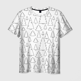 Мужская футболка 3D с принтом Простые елочки в Белгороде, 100% полиэфир | прямой крой, круглый вырез горловины, длина до линии бедер | белый | елка | елочка | зима | зимний | простой узор