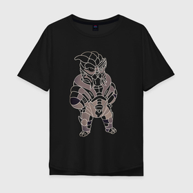 Мужская футболка хлопок Oversize с принтом Плюшевый Гаррус на тёмном фоне в Белгороде, 100% хлопок | свободный крой, круглый ворот, “спинка” длиннее передней части | гаррус | игры | нормандия | нормандия sr2