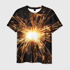Мужская футболка 3D с принтом фейерверк души в Белгороде, 100% полиэфир | прямой крой, круглый вырез горловины, длина до линии бедер | Тематика изображения на принте: искры | праздник | салют | фейерверк | хлопушка