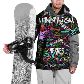 Накидка на куртку 3D с принтом neon graffiti | Smile , 100% полиэстер |  | bright | graffiti | inscriptions | neon | smile | абстракция | граффити | надписи | неон | смайлы