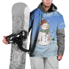 Накидка на куртку 3D с принтом Веселый Снеговичок , 100% полиэстер |  | Тематика изображения на принте: 2022 | новогодний | новый год | рождество | снег | снеговик