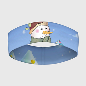 Повязка на голову 3D с принтом Веселый Снеговичок в Курске,  |  | 2022 | новогодний | новый год | рождество | снег | снеговик