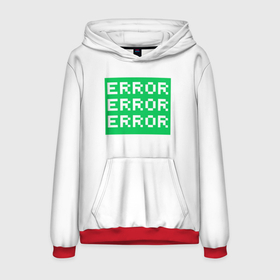 Мужская толстовка 3D с принтом Error Error Error в Новосибирске, 100% полиэстер | двухслойный капюшон со шнурком для регулировки, мягкие манжеты на рукавах и по низу толстовки, спереди карман-кенгуру с мягким внутренним слоем. | Тематика изображения на принте: art | error | баг | зеленый | ошибка | пиксели