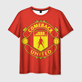 Мужская футболка 3D с принтом Камбек Юнайтед это Манчестер юнайтед , 100% полиэфир | прямой крой, круглый вырез горловины, длина до линии бедер | 7 | cristiano | manchester united | mu | ronaldo | криштиану рональдо | мю | футбол