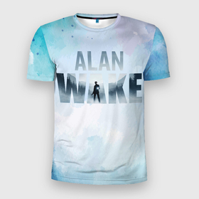 Мужская футболка 3D Slim с принтом Alan Wake в Тюмени, 100% полиэстер с улучшенными характеристиками | приталенный силуэт, круглая горловина, широкие плечи, сужается к линии бедра | alan wake | game | арт | графика | игры | лого | обои | постер