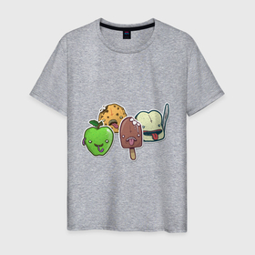 Мужская футболка хлопок с принтом Зомби еда в Санкт-Петербурге, 100% хлопок | прямой крой, круглый вырез горловины, длина до линии бедер, слегка спущенное плечо. | граффити | еда | зомби | мультик | рисунок