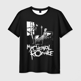 Мужская футболка 3D с принтом My Chemical Romance уходящий в окно в Кировске, 100% полиэфир | прямой крой, круглый вырез горловины, длина до линии бедер | mcr | my chemical romance | альтернативный | май кемикал романс | мкр | мой химический роман | мср | мхр | мцр | панк | поп | поппанк | рок группа