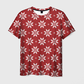 Мужская футболка 3D с принтом Снежный орнамент в Петрозаводске, 100% полиэфир | прямой крой, круглый вырез горловины, длина до линии бедер | орнамент | праздник | снег | снежинки | узор