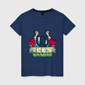 Женская футболка хлопок с принтом Lucky 13 в Петрозаводске, 100% хлопок | прямой крой, круглый вырез горловины, длина до линии бедер, слегка спущенное плечо | 13 | luck | oldschool | олдскул | татту | удача