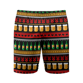 Мужские шорты спортивные с принтом Пивной свитер в Тюмени,  |  | олени | орнамент | полосы | узор