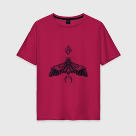Женская футболка хлопок Oversize с принтом Тату моль в Тюмени, 100% хлопок | свободный крой, круглый ворот, спущенный рукав, длина до линии бедер
 | графика | моль | мотылек | олдскул | рисунок | татту