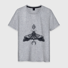 Мужская футболка хлопок с принтом Тату моль в Екатеринбурге, 100% хлопок | прямой крой, круглый вырез горловины, длина до линии бедер, слегка спущенное плечо. | графика | моль | мотылек | олдскул | рисунок | татту
