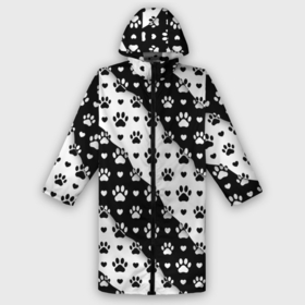 Дождевик унисекс 3D с принтом Следы от Лап в городе Новоалтайск,  |  | black white | chess | dog | dog pawprints | paws | животное | зверь | лапы | пёс | следы от лап | собака | собачьи следы от лап | хищник | чёрно белое | шахматка | щенок