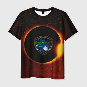 Мужская футболка 3D с принтом SPACE X сингулярность в Рязани, 100% полиэфир | прямой крой, круглый вырез горловины, длина до линии бедер | астрономия | галактика | горизонтсобытий | илонмаск | космос | марс | ракета | сингулярность | чёрнаядыра