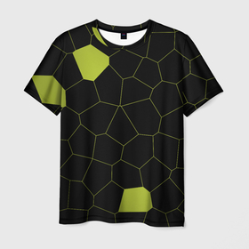 Мужская футболка 3D с принтом Кожа рептилии в Кировске, 100% полиэфир | прямой крой, круглый вырез горловины, длина до линии бедер | абстракция | змеиная кожа | милитари | неон | чешуя