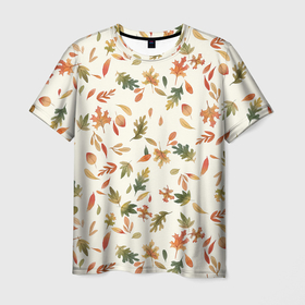 Мужская футболка 3D с принтом Тёплая осень в Тюмени, 100% полиэфир | прямой крой, круглый вырез горловины, длина до линии бедер | арт | дерево | листок | листья | листья дерева | листья деревьев | осень | рисунок