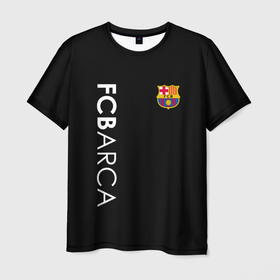 Мужская футболка 3D с принтом FC BARCA BLACK STYLE в Рязани, 100% полиэфир | прямой крой, круглый вырез горловины, длина до линии бедер | Тематика изображения на принте: barca | barcelona | fc barca | барка | барселона