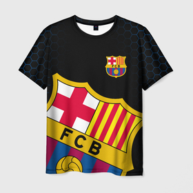 Мужская футболка 3D с принтом FC BARCELONA LOGOBOMBING ФИРМЕННЫЕ ЦВЕТА в Тюмени, 100% полиэфир | прямой крой, круглый вырез горловины, длина до линии бедер | barca | barcelona | fc barca | барка | барселона