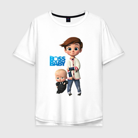 Мужская футболка хлопок Oversize с принтом Boss Baby | Босс Молокосос в Екатеринбурге, 100% хлопок | свободный крой, круглый ворот, “спинка” длиннее передней части | baby | babycorp | boss | босс | бэбикорп | молокосос | темплтон | тим