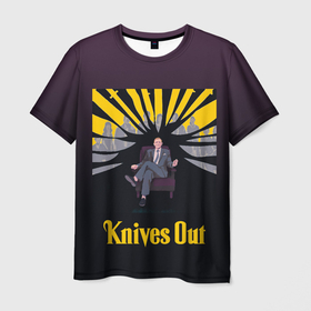 Мужская футболка 3D с принтом Достать ножи Knives out в Екатеринбурге, 100% полиэфир | прямой крой, круглый вырез горловины, длина до линии бедер | даниэл крейг | джеймс бонд | достать ножи | крейг | ножи | фильм про ножи