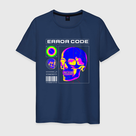 Мужская футболка хлопок с принтом ERROR CODE в Екатеринбурге, 100% хлопок | прямой крой, круглый вырез горловины, длина до линии бедер, слегка спущенное плечо. | error | взлом | взломщик | программирование | программист | хакер | череп