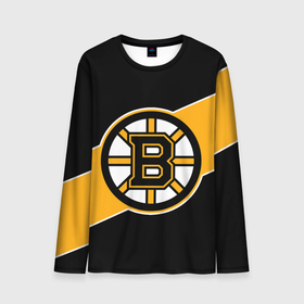 Мужской лонгслив 3D с принтом Бостон Брюинз, Boston Bruins в Петрозаводске, 100% полиэстер | длинные рукава, круглый вырез горловины, полуприлегающий силуэт | boston | boston bruins | bruins | hockey | nhl | usa | бостон | бостон брюинз | нхл | спорт | сша | хоккей | шайба
