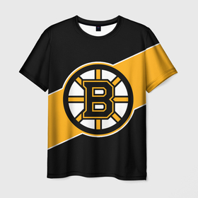 Мужская футболка 3D с принтом Бостон Брюинз, Boston Bruins в Санкт-Петербурге, 100% полиэфир | прямой крой, круглый вырез горловины, длина до линии бедер | boston | boston bruins | bruins | hockey | nhl | usa | бостон | бостон брюинз | нхл | спорт | сша | хоккей | шайба