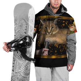 Накидка на куртку 3D с принтом BIG FLOPPA   РУССКИЙ ШЛЁПА , 100% полиэстер |  | big floppa | кот | мем | русский кот | шлёпа
