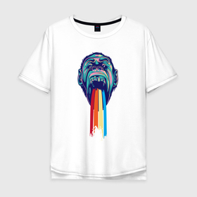 Мужская футболка хлопок Oversize с принтом Цветная горилла в Курске, 100% хлопок | свободный крой, круглый ворот, “спинка” длиннее передней части | colorful | арт | горилла | иллюстрация | король