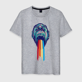 Мужская футболка хлопок с принтом Цветная горилла в Курске, 100% хлопок | прямой крой, круглый вырез горловины, длина до линии бедер, слегка спущенное плечо. | colorful | арт | горилла | иллюстрация | король