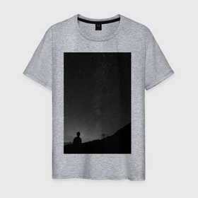 Мужская футболка хлопок с принтом Темное небо в Петрозаводске, 100% хлопок | прямой крой, круглый вырез горловины, длина до линии бедер, слегка спущенное плечо. | звездное небо | звезды | ночной пейзаж | ночь | природа
