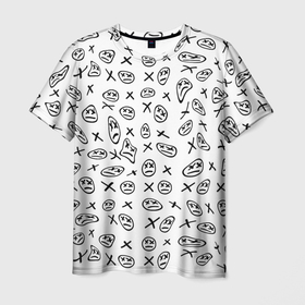 Мужская футболка 3D с принтом Смайлы граффити в Тюмени, 100% полиэфир | прямой крой, круглый вырез горловины, длина до линии бедер | graffiti | граффити | рисунки | смайлики | узор | узоры