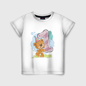 Детская футболка 3D с принтом с днем рождения 1 месяц в Белгороде, 100% гипоаллергенный полиэфир | прямой крой, круглый вырез горловины, длина до линии бедер, чуть спущенное плечо, ткань немного тянется | девочка | день рождения | дочка | малыш | малышка | мальчик | панда | плюшевый мишка | подарок | сын