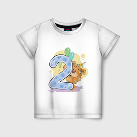 Детская футболка 3D с принтом С днем рождения 2 месяц в Кировске, 100% гипоаллергенный полиэфир | прямой крой, круглый вырез горловины, длина до линии бедер, чуть спущенное плечо, ткань немного тянется | девочка | день рождения | дочка | малыш | малышка | мальчик | панда | плюшевый мишка | подарок | сын