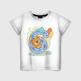Детская футболка 3D с принтом С днем рождения 6 месяц в Кировске, 100% гипоаллергенный полиэфир | прямой крой, круглый вырез горловины, длина до линии бедер, чуть спущенное плечо, ткань немного тянется | девочка | день рождения | дочка | малыш | малышка | мальчик | панда | плюшевый мишка | подарок | сын