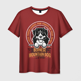 Мужская футболка 3D с принтом Бернский Зенненхунд (Bernese Mountain) в Белгороде, 100% полиэфир | прямой крой, круглый вырез горловины, длина до линии бедер | anim | bernese mountain dog | bernese sheepdog | dog | бернская овчарка | бернский зенненхунд | год собаки | друг человека | животное | зверь | кинолог | овчарка | пастушья собака | пёс | порода собак