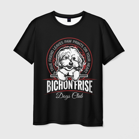 Мужская футболка 3D с принтом Бишон Фризе (Bichon Frize) в Новосибирске, 100% полиэфир | прямой крой, круглый вырез горловины, длина до линии бедер | Тематика изображения на принте: animal | bichon frize | bolognese | dog | french lapdog | lapdog | maltese | poodle | бишон фризе | болонка | болоньез | друг человека | живот | кинолог | кудрявая болонка | мальтезе | пёс | порода собак | пудель | собака