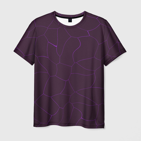 Мужская футболка 3D с принтом Вишневые разломы в Петрозаводске, 100% полиэфир | прямой крой, круглый вырез горловины, длина до линии бедер | абстракция | геометрия | линии | мозаика | неон
