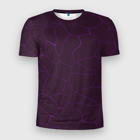 Мужская футболка 3D Slim с принтом Вишневые разломы в Белгороде, 100% полиэстер с улучшенными характеристиками | приталенный силуэт, круглая горловина, широкие плечи, сужается к линии бедра | абстракция | геометрия | линии | мозаика | неон