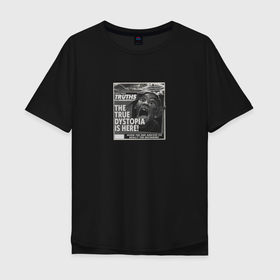 Мужская футболка хлопок Oversize с принтом Dystopia Travis Scott , 100% хлопок | свободный крой, круглый ворот, “спинка” длиннее передней части | dystopia | travis scott | альбом | антиутопия | дистопия | обложка альбома | трэвис скотт