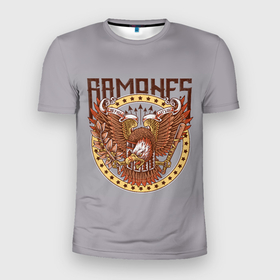 Мужская футболка 3D Slim с принтом Ramones Eagle в Курске, 100% полиэстер с улучшенными характеристиками | приталенный силуэт, круглая горловина, широкие плечи, сужается к линии бедра | alternative | music | punk | punkrock | ramones | ramons | rock | альтернатива | музыка | панк | панкрок | рамонс | рок