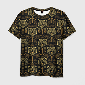 Мужская футболка 3D с принтом Тигры   Tigers (pattern) в Петрозаводске, 100% полиэфир | прямой крой, круглый вырез горловины, длина до линии бедер | cat | tiger | год тигра | зверь | кошка | символ года | тигр | хищник