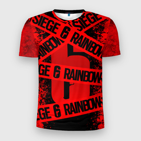 Мужская футболка 3D Slim с принтом Rainbow Six Siege: Опасно для жизни. в Белгороде, 100% полиэстер с улучшенными характеристиками | приталенный силуэт, круглая горловина, широкие плечи, сужается к линии бедра | 6 | outbreak | rainbow | rainbow six siege | six | tom clancys | радуга осада | том клэнси
