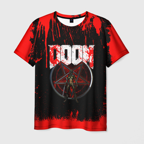 Мужская футболка 3D с принтом DOOMGIRL (+спина) в Новосибирске, 100% полиэфир | прямой крой, круглый вырез горловины, длина до линии бедер | demons | devil | doom | doom eternal | doom girl | doom slayer | doomgirl | doomguy | hell | slayer | ад | вега | демон | демоны | дум | думгай | икона греха | какодемон | манкубус | солдат рока | элементаль боли