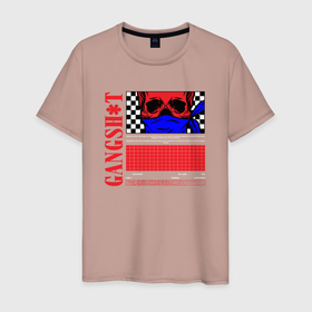 Мужская футболка хлопок с принтом GANGSHT в Новосибирске, 100% хлопок | прямой крой, круглый вырез горловины, длина до линии бедер, слегка спущенное плечо. | gangsht | gangsta | gangster | бандит | гангстер | гэнгста | оружие